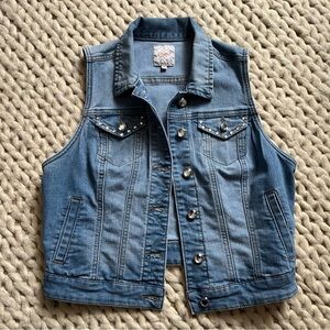 Y2K Candie’s Crystal Buttons Denim Vest | medium
